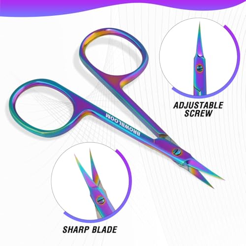 BROWBLOOM Precision Curved Cuticle Scissors & Storage Case - Stainless Steel
