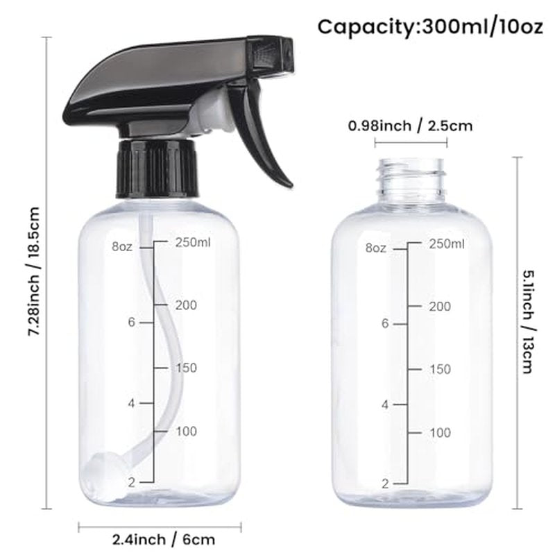 Gungtien 10oz Spray Bottles 2-Pack - Adjustable Nozzle & 360° Design