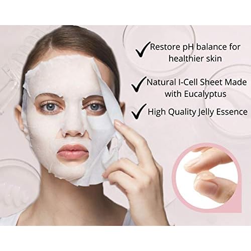 I'M SORRY FOR MY SKIN pH5.5 Jelly Face Mask Skin Care Set, Korean Skin Care Hydrating Masks, Self Care Items Beauty Gifts for Women, Pack of 10 (Soothing Fasial Mask - Cat)