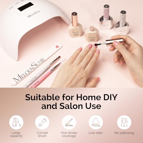 MelodySusie HEMA-Free Gel Top and Base Coat Set - No Wipe Shine, 15ml