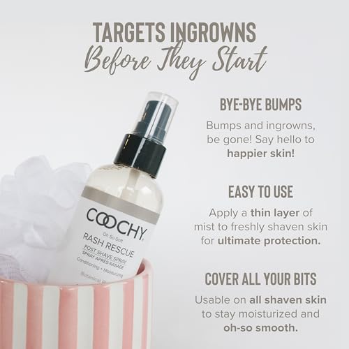 Coochy Rash Rescue Post Shave Spray - Natural Hydrating Body Mist with Botanical Extracts - 4 fl oz / 118 mL (Pack of 1)