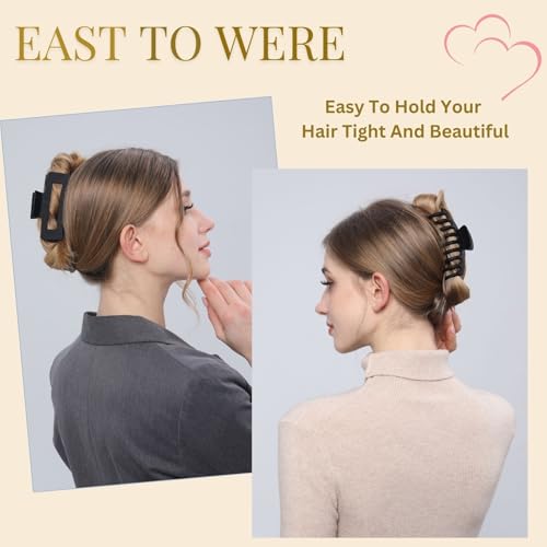 Large Black Hair Clips for Women - 8 Pack Matte Claw Clips