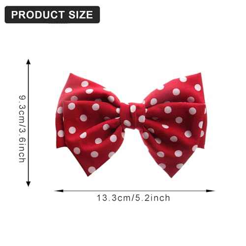 Polka Dot Bow Hair Clips - Handmade Duckbill Fabric Bow Hair Barrettes Clips French Spotted Bowknot Slides Hair Barrettes Accessories for Women Girls (Red-Polka Dot)