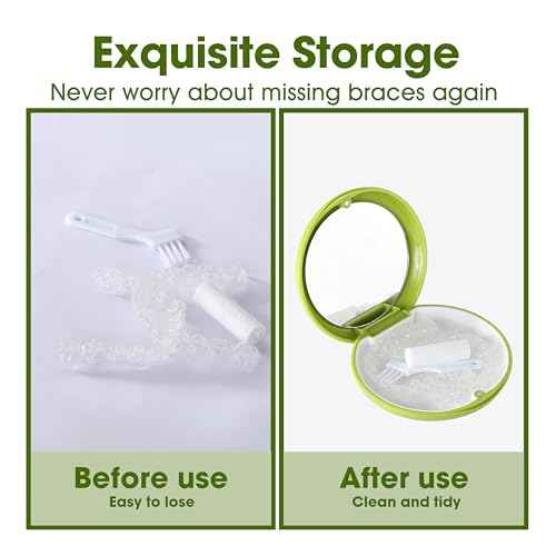 2 PCS Retainer Cases, Compatible with Invisalign, Mouth Guard Case with Mirror, Suitable for Storage Retainer Removal Tool, Chewy, and Brush (1PCS Green White+1PCS Black Purple)