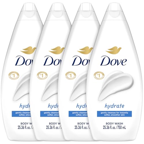 Dove Hydrate Body Wash 4-Pack - Moisturizing & Fragrance-Free, 25.36 Fl Oz Each
