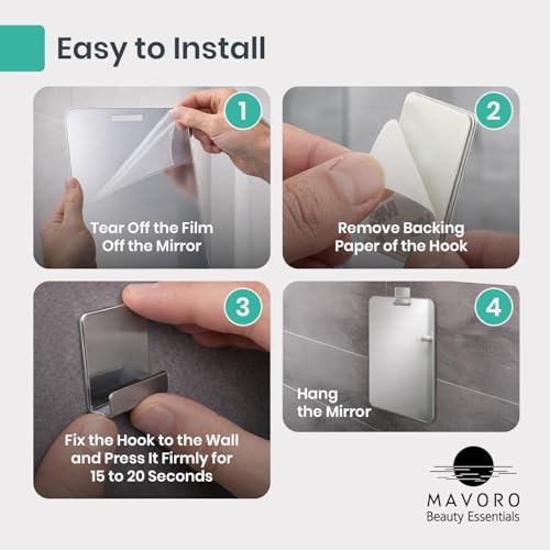 7x9" Acrylic Shower Mirror with 3M Adhesive Hook