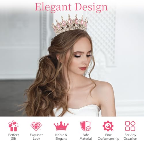 Sparkly Rhinestone Tiara for Women, Queen Crown & Princess Hair Accessory