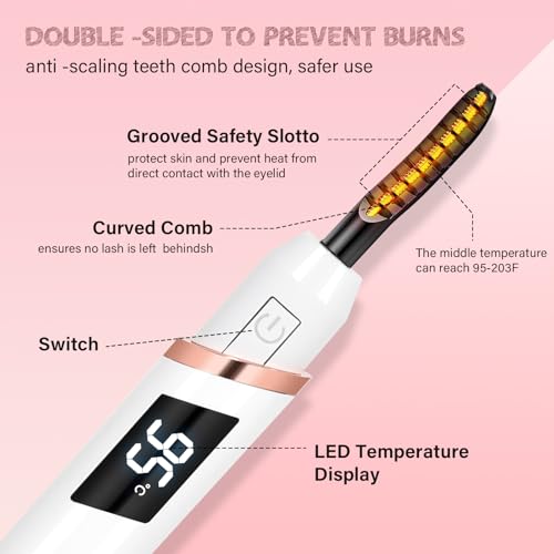 Electric Heated Eyelash Curler with Fast Heating & Adjustable Temp