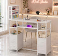 Oakvera Manicure Table with Double Tabletop & 3-Tier Storage