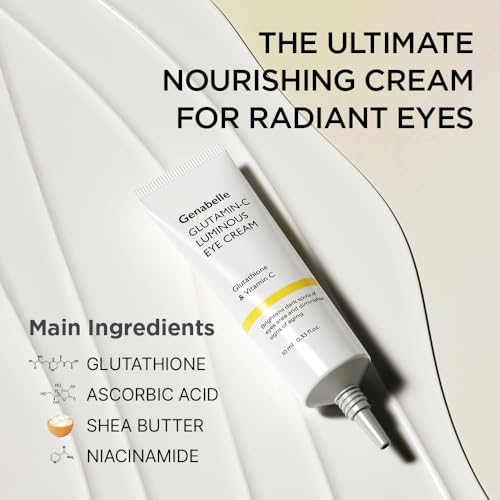 Genabelle Glutamin-C Luminous Eye Cream ? Illuminating & Smoothing Formula with Glutathione and Vitamin C ? Helps Reduce Puffiness, Fine Lines & Revive Tired-Looking Eyes ? 0.33 fl oz