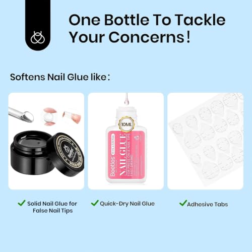 Beetles Non-Acetone Press-On Nail Glue Remover Kit with Cuticle Tool - 20ml