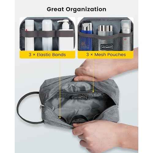 Vorspack Travel Toiletry Bag - Water Resistant Toiletry Bag for Men Small Travel Bag for Toiletries, Accessories - Black