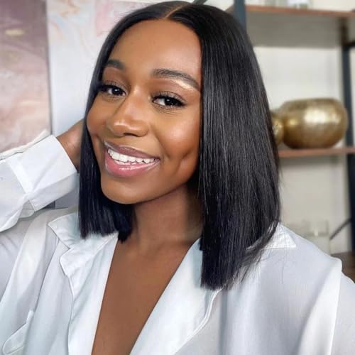 Tinashe 10 inch Glueless Bob Wig - 5x6 HD Lace Closure, 100% Human Hair, Short Straight Black Wigs