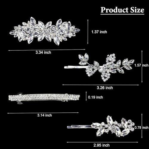 Rhinestone Bridal Hair Clips - 4 Piece Pearl Wedding Set