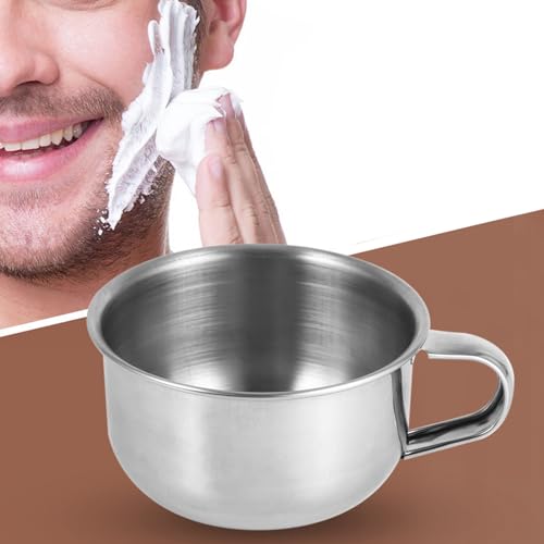 Shaving Soap Bowl, Shaving Mug, Stainless Steel Soap Bowl with Handle for Man