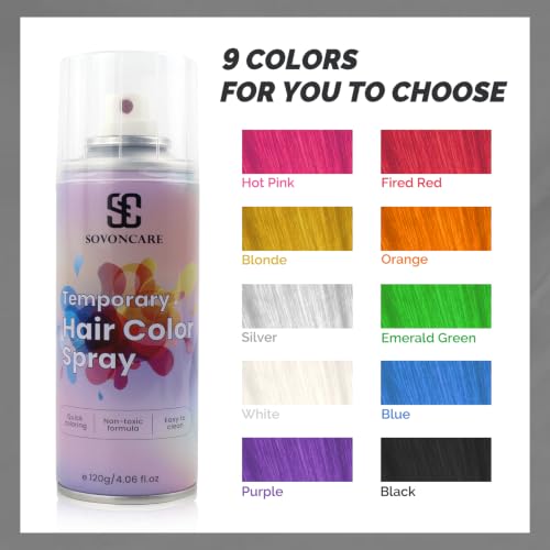 SOVONCARE Blue Temporary Hair Color Spray 4.06 oz for Kids & Adults – Easy Washable Hair Dye