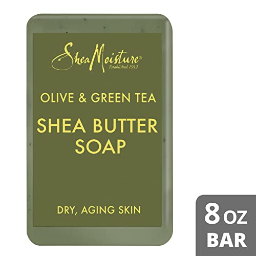 SheaMoisture Soap, Olive & Green Tea Shea Butter Hand, Face & Body Soap 4-Pack – Natural Soap for Dry, Aging Skin, 8 Oz Ea