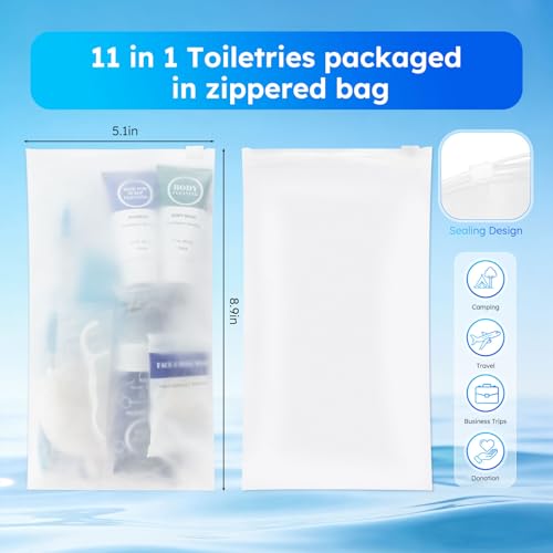 Travel Hygiene Kit Personal Toiletries Bulk, Disposable Homeless Care Package Supplies, Men Toiletry Set Cleaning Essentials Individually Wrapped for Camping, Travel, Relief, Charity (11-in-1, 20)