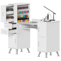 Manicure Table with Dust Collector, Glass Top & Storage
