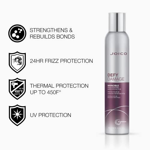 Joico Defy Damage Invincible Frizz-Fighting Bond Protector | 24 Hour Frizz Protection | Thermal Heat & Humidity Protection | Boost Shine | Reduce Breakage | Leave-In Spray | 180mL