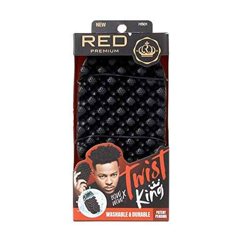 RED by Kiss BowWow Twist King Premium Luxury Twist Styler Comb Brush, Durable Washable Alternative for Sponge for Barbers and Daily Use, Ideal for Afro, Curly, Coiled, 4C Hair