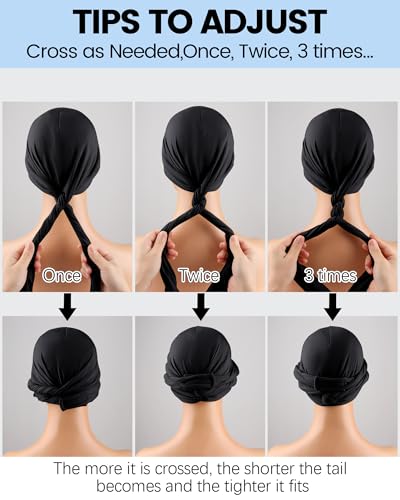 Satin Lined Halo Turban Durag – Pre-Tied Headwrap for Hair Care