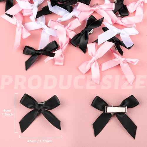 Teenitor 30pcs Hair Bow Pink Bow, Pink Black White Bows for Hair Small Hair Bows, Hair Bow Clips Cute Black White Bow Hair Accessories for Girls
