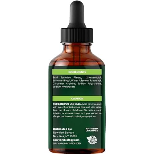 New York Biology 96% Korean Snail Mucin Serum for Face 3.38 Fl. oz 100 ml ? Facial Skin Care Snail Mucin Moisturizer for Dry, Dull Skin and Wrinkles ? Skin Care Hydrating Face Serum