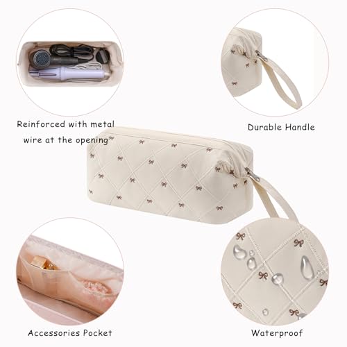 Large Quilted Hair Tools Travel Bag - Beige