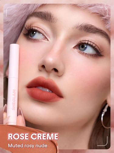 SHEGLAM Marshmallow Puff Lip Blur Pen Matte Lipstick 212 Rose Creme Long-Lasting Hydrating Lip Makeup