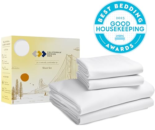 California Design Den 2-Pack Queen Bedsheet Sets - 400 Thread Count 100% Cotton Sateen - Extra Soft, Breathable & Cooling Sheets, Wrinkle Resistant, 2 Sets of Deep Pocket Bed Sheets - Bright White