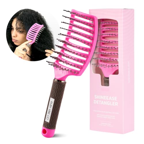 Ruby Vibe Co Detangling Hair Brush for Wet & Dry Hair, Vented Curly Hair Comb