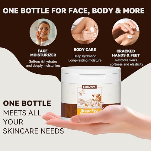 Tallow and Honey Balm ? Natural Moisturizer with Grass-Fed Beef Tallow for Skin, Honey, Vitamin E ? Unscented, 4oz ? Ideal for Face & Body Care