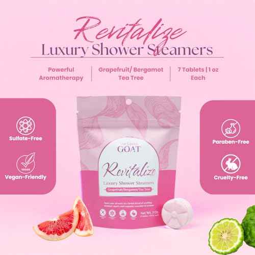 TLG Revitalize Shower Steamers Aromatherapy 7 Pack ? USA Made with Menthol, Grapefruit, Bergamot & Tea Tree Essential Oils ? Long-Lasting Citrus Shower Bombs ? Gift for Men & Women