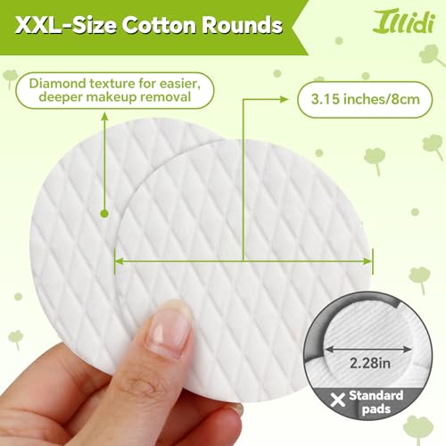Extra Large Cotton Rounds - 120 Count, 3.15" Soft and Lint-Free Pads