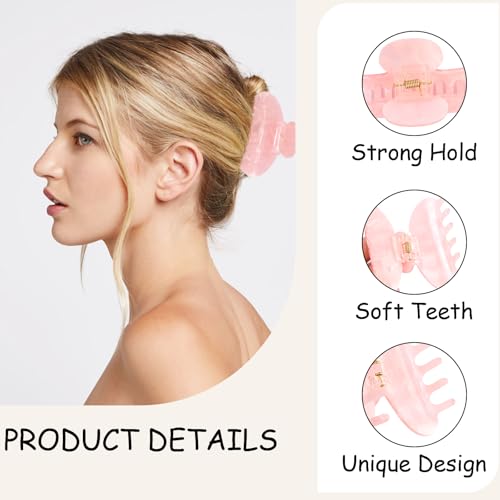 Acrylic Claw Hair Clips - 4 Pack Medium (Pink & Yellow)