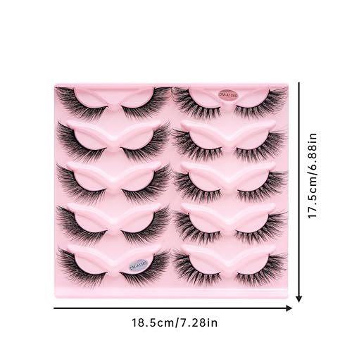 3D Faux Mink Lashes 10 Pairs - Fluffy Wispy Cat Eye & Fox Eye