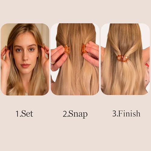 Sunolga Magnetic No-Slip Hair Clips 2PCS Black & Black Leopard - Strong Hold, Decorative Hair Accessories
