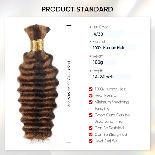 18 Inch Human Braiding Hair 100g 4/30 Ombre Deep Wave