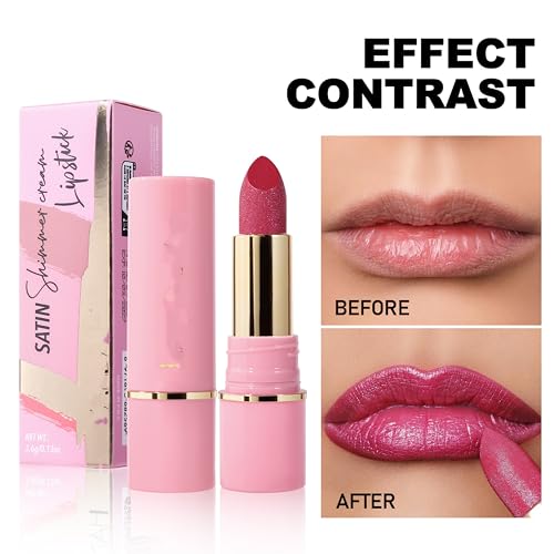 MAEPEOR Moisturizing Shiny Lipstick 8 Colors Glitter Shine Lipstick Waterproof Long Lasting Shimmer Lip Gloss (07 Amethyst)