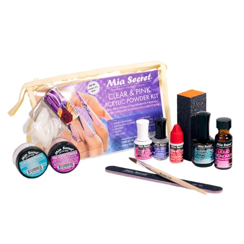 Mia Secret Acrylic Nail Kit for Beginners | Pink & Clear Powders with Tools