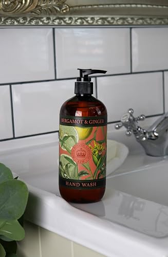 The English Soap Company Kew Gardens Luxury Hand and Body Wash, Refreshing Botanical Wash with a Rich Lather, Enriched with Soothing Aloe Vera and Vitamin E, Bergamot and Ginger Scent 500ml