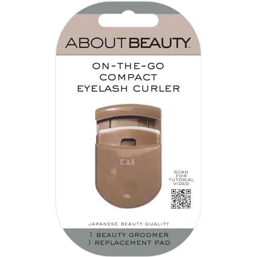 On-The-Go Compact Eyelash Curler, Includes 1 Replacement Pad, Portable Lash Curler Perfect for Travel Makeup, Ergonomic Design is Gentle on Lashes