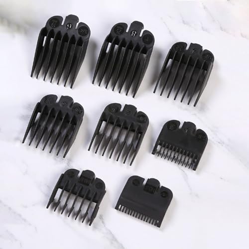 Professional Hair Clipper Combs Guides Set - 1/16 to 1 Size Range, Black Replacement Guards£¬COMPATIBLE WITH WAHL Most Clippers/Trimmers (8 Pieces)