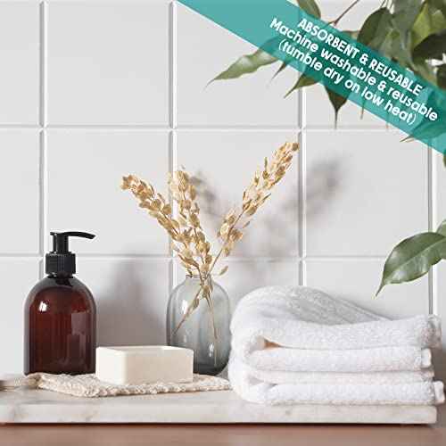 Buryeah 100 Pieces Wash Cloths Bulk Face Cloths Cotton Washcloths Set Hand Towels Absorbent for Bathroom Soft Cleaning Rags for Bath Body Spa Gym Kitchen Dish (12 x 12 Inches)