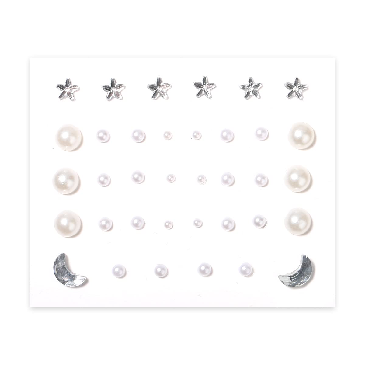 3 Sheets Eye Body Face Gems Jewels Rhinestone Stickers Temporary Tattoo Gems Self Adhesive Crystal Makeup Face Stick Gems for Festival Accessory and Nail Art Decorations (Moons&Stars)