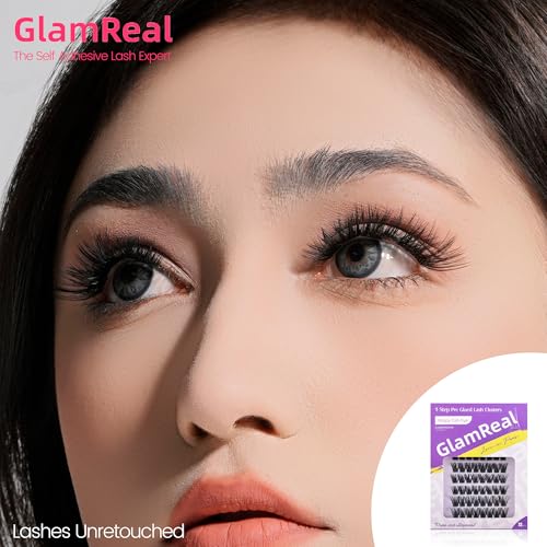 Press-On No Glue Needed Lash Clusters 72Pcs?Self Adhesive Eyelashes 10-16mm?Wispy Cateye Look?Reusable & No Residue?Beginner Friendly Extension Kit by GlamReal