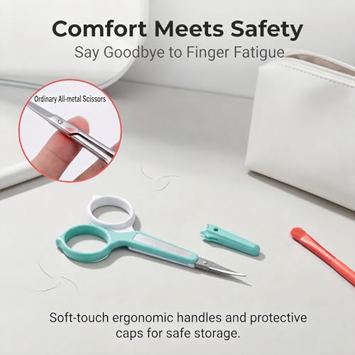 Pafason Small Travel Eyebrow & Eyelash Scissor Set - Green+Red, Precise Grooming Tools