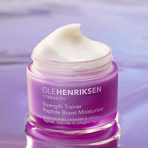 Ole Henriksen Strenth Trainer Peptide Boost Facial Moisturizer with ceramides and collagen Full Size UNBOXED 1.7 fluid ounces 50 milliliter Jar
