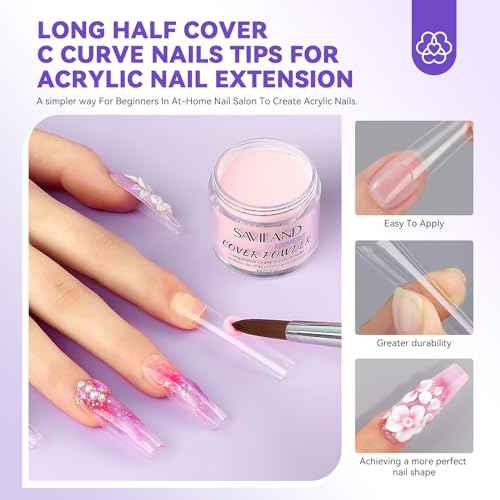 SAVILAND Acrylic Nail Kit for Beginners: Professional Nail Kit Acrylic Set with Practice Hand 400pcs Nail Tips Electric Nail Drill Pure EMA Acrylic Nail Kit for Nail Extension Home Salon Use